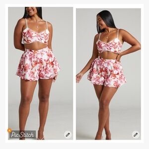 Showpo Floral Print Women Shorts in Pink and Orange